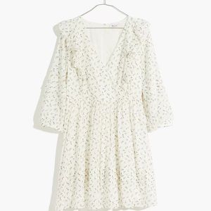 NWT Madewell Ruffled Pleat-Sleeve Mini Dress 14